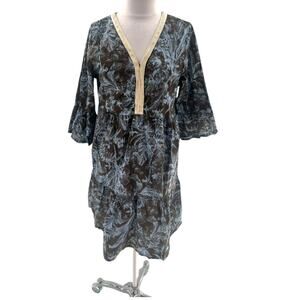 SAIPH lab Santorini Floral Dress Size L Cotton Italy Relaxed Coastal